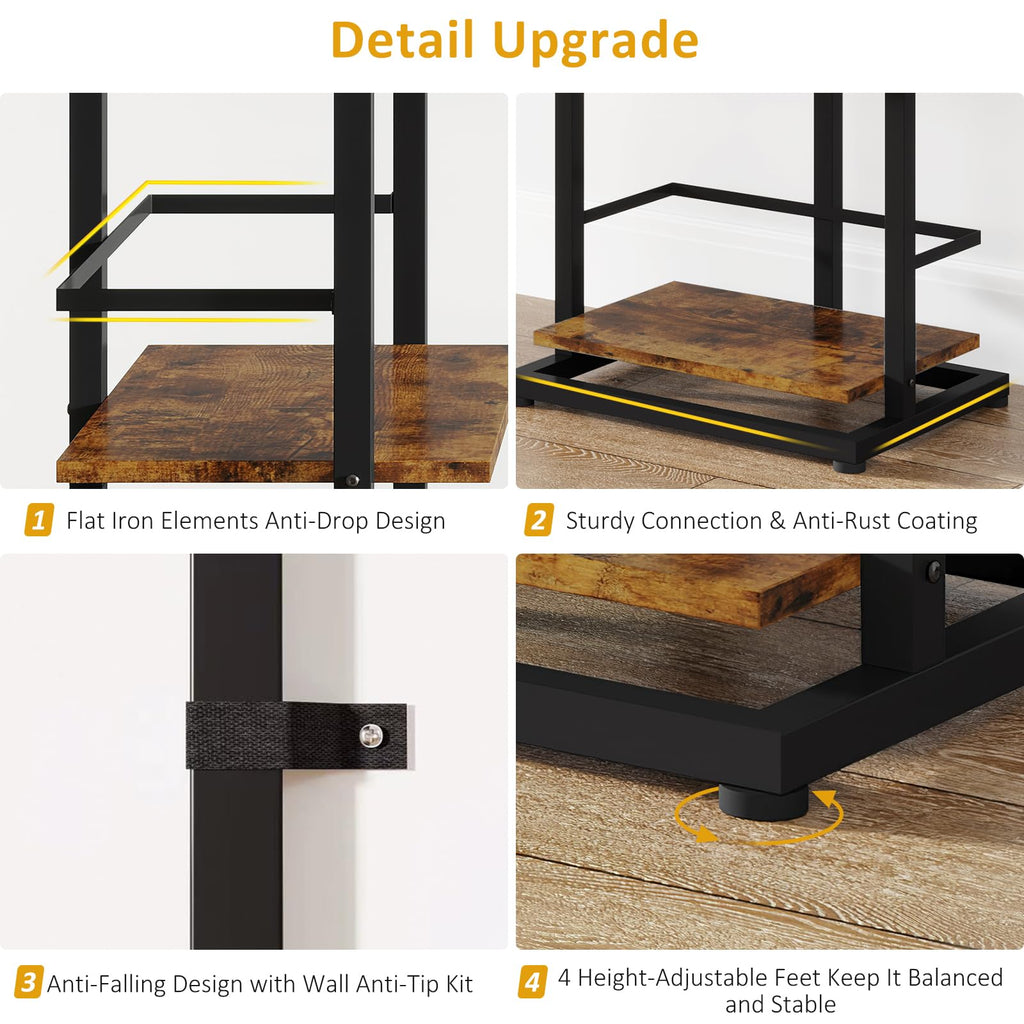 5 Tier Wood Bookcase with Metal Edge Protection D877214