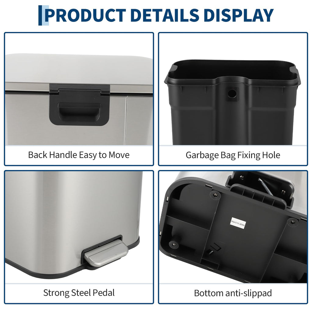 13.2 gal Stainless Steel Step Trash Can A350431