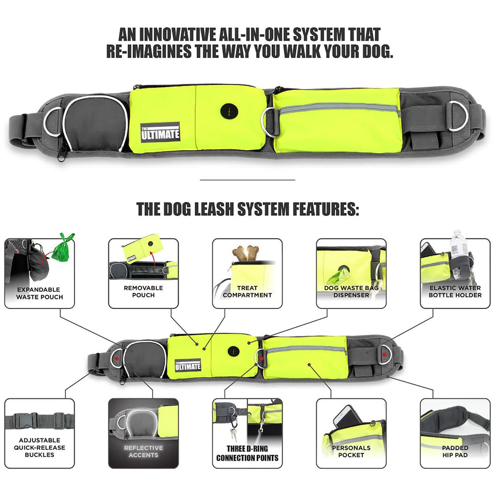 Hands Free Dog Leash with Reflective Bungee, Treat Holder, Poop Bag Dispenser A8044