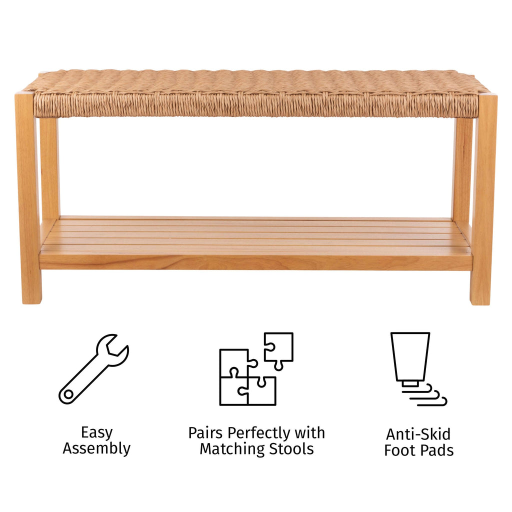Solid Wood Entryway Bench with Shoe Storage V648798