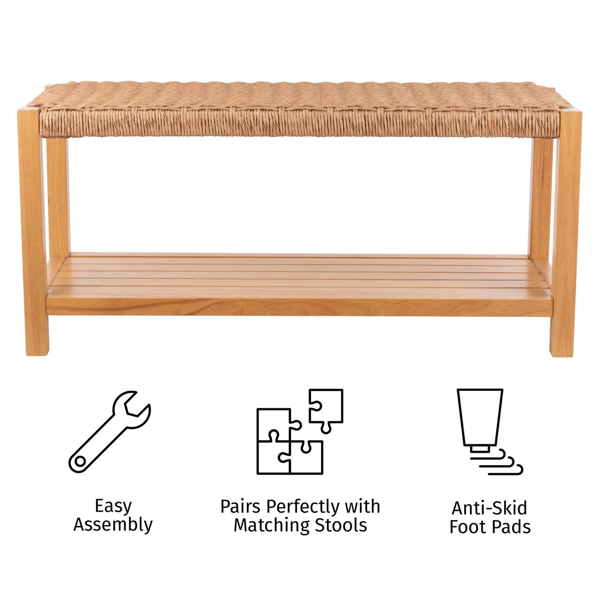 Solid Wood Entryway Bench with Shoe Storage V648798