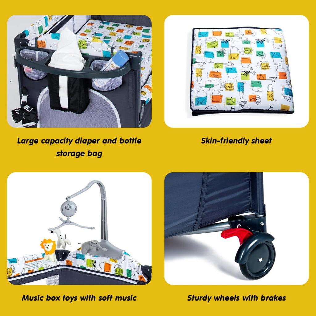 5 in 1 Baby Bedside Sleeper with Changing Table and Mattress Y426898