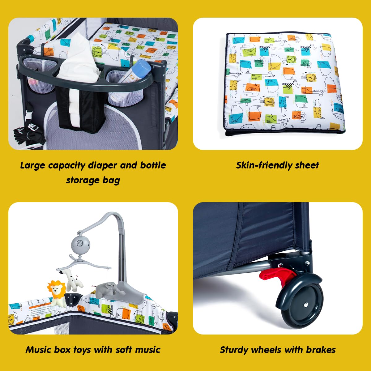 5 in 1 Baby Bedside Sleeper with Changing Table and Mattress Y426898