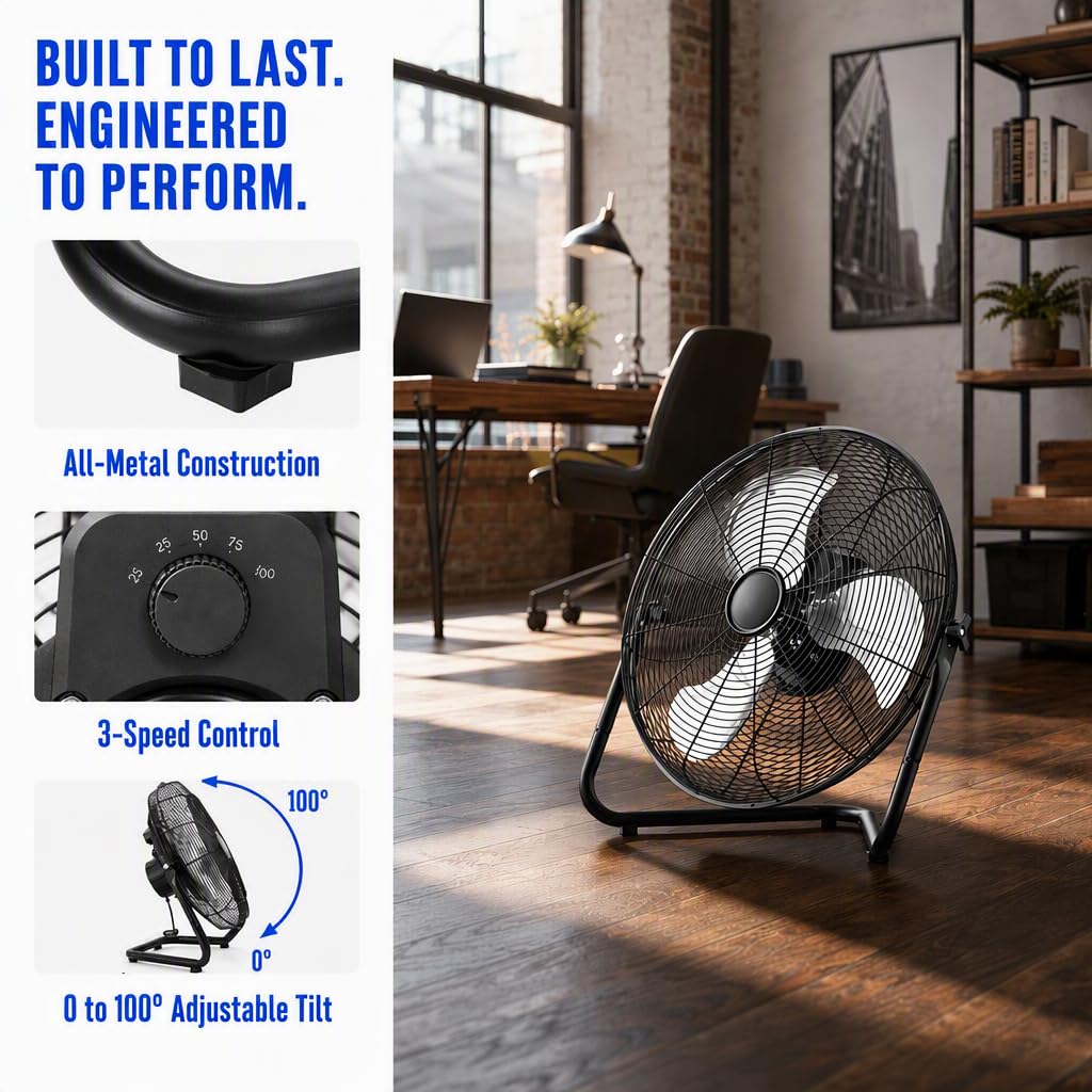 20" 3-Speed Metal Floor Fan 4-Pack Q488868