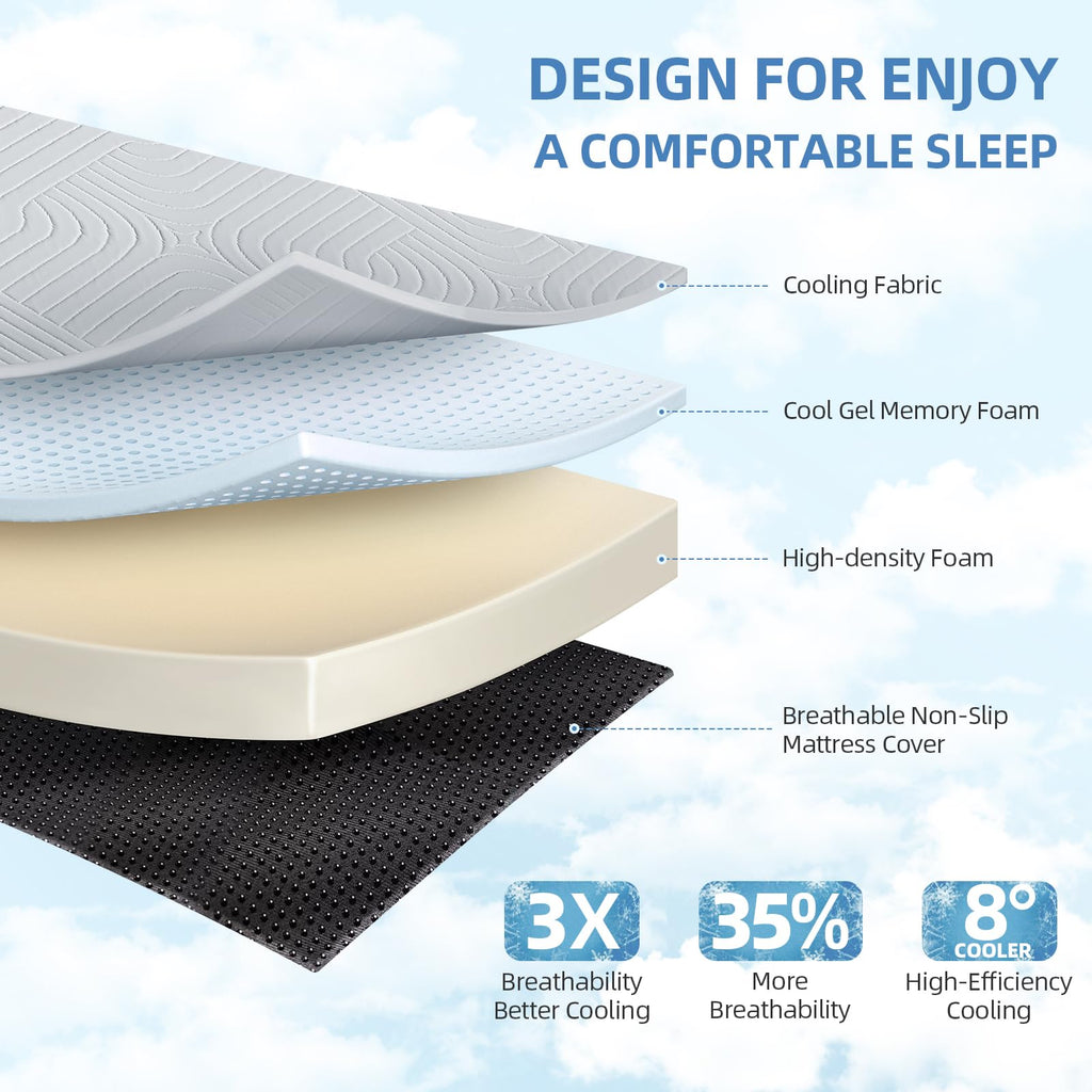 6 Inch Cooling Memory Foam Foldable Mattress Twin Size Y5804