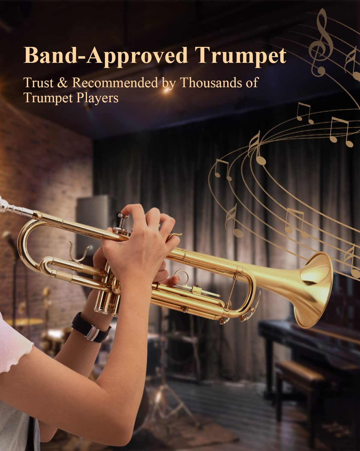 Bb Standard Trumpet Set with Hard Case and 7C Mouthpiece T1618