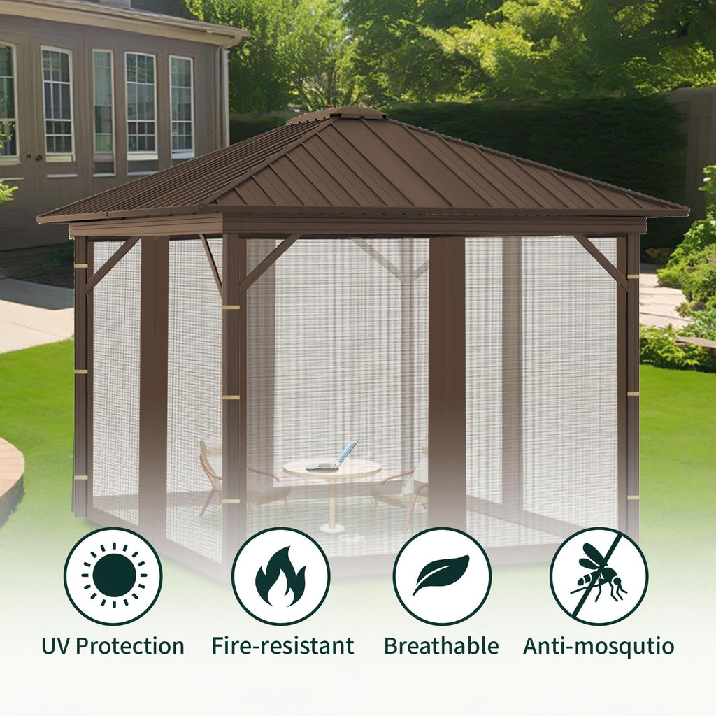 Replacement Gazebo Mosquito Netting 8x8x7 FT Brown J94586