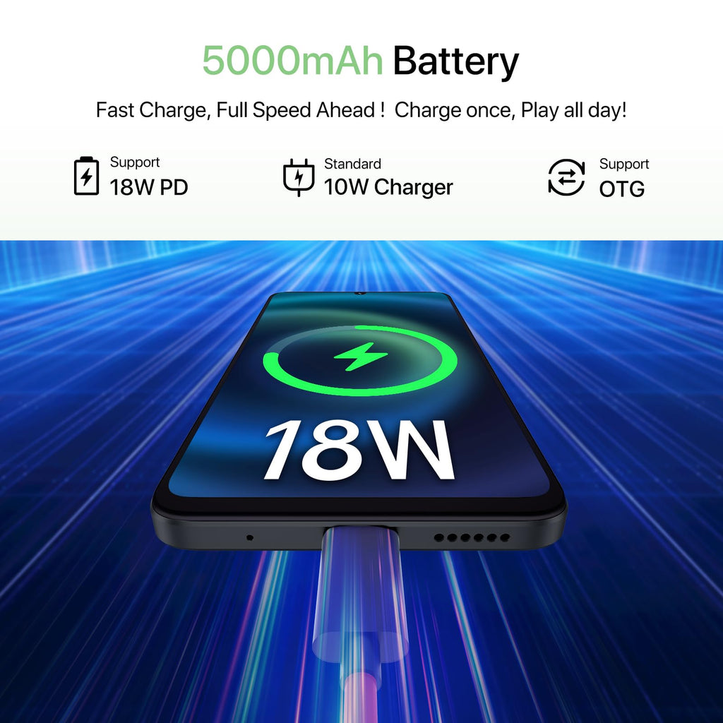 Unlocked Android 14 Smartphone 256GB Octa-Core 6.75" HD+ 5000mAh 4G Dual SIM R343