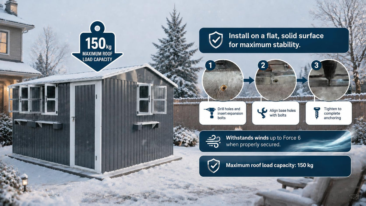 12x10 FT Grey Metal Storage Shed with Clear Windows E289