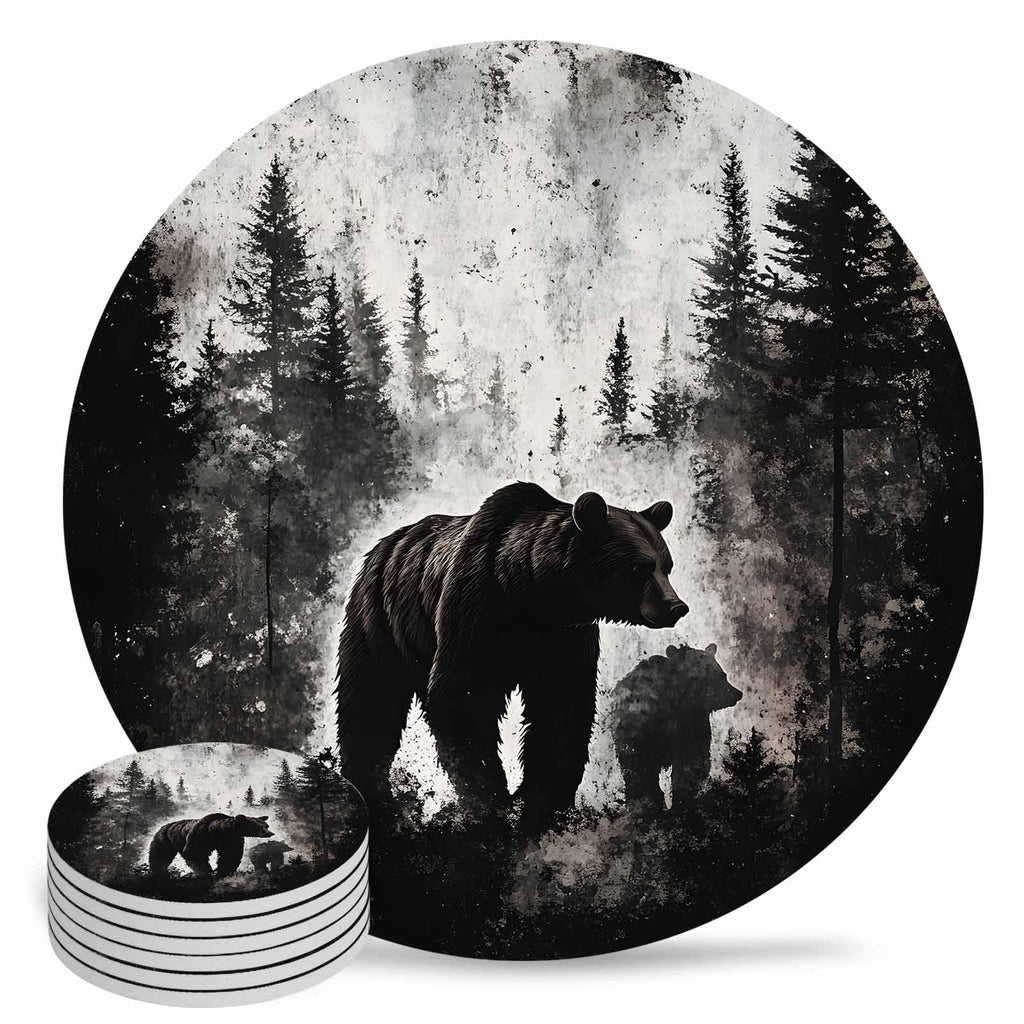 Black Bear Ceramic Coasters Set of 6 E816