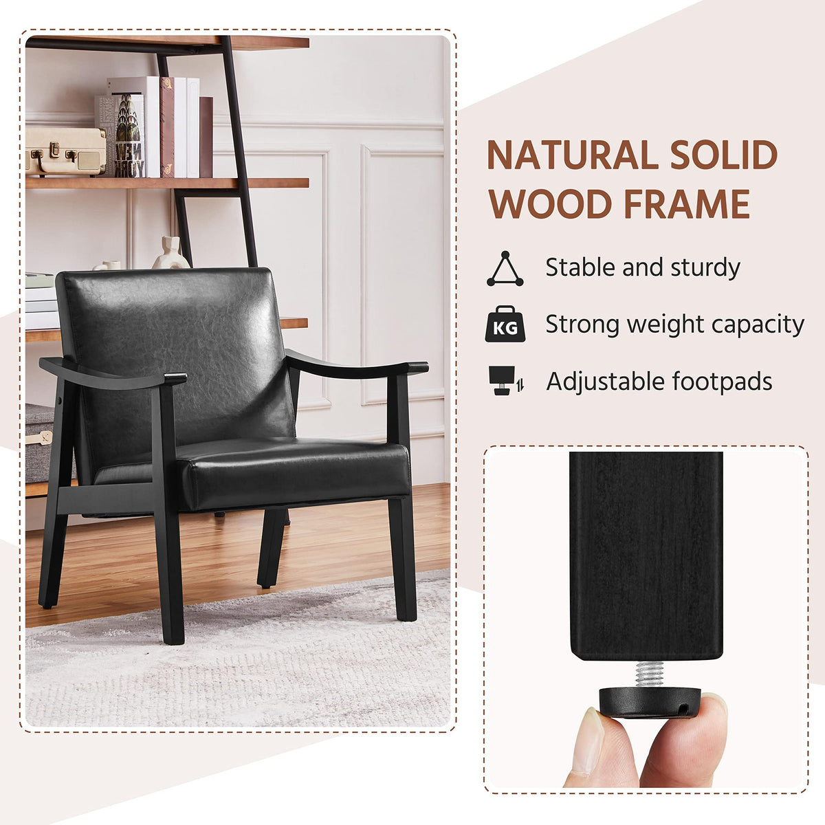 Black Faux Leather Accent Chairs D99990