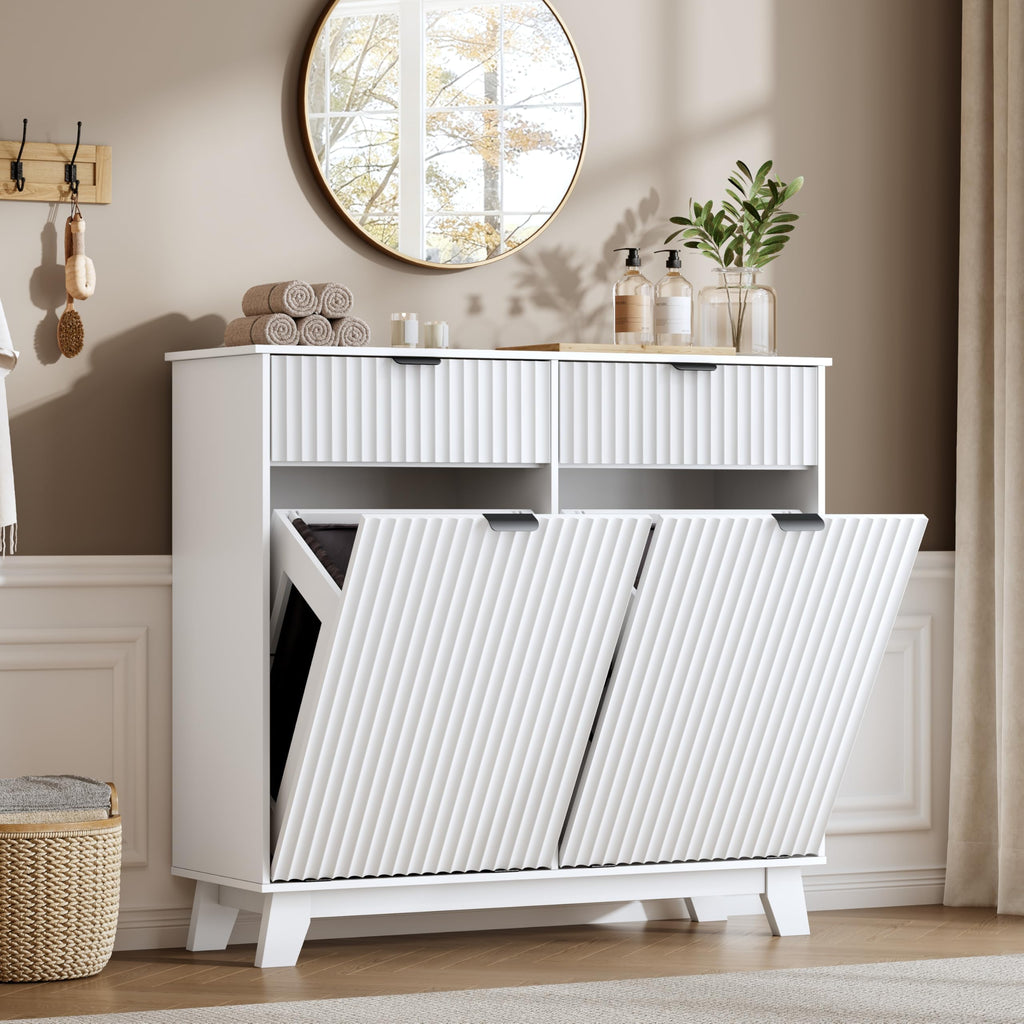 10 Gallon Tilt Out Trash Can Cabinet with Storage Drawer W722430