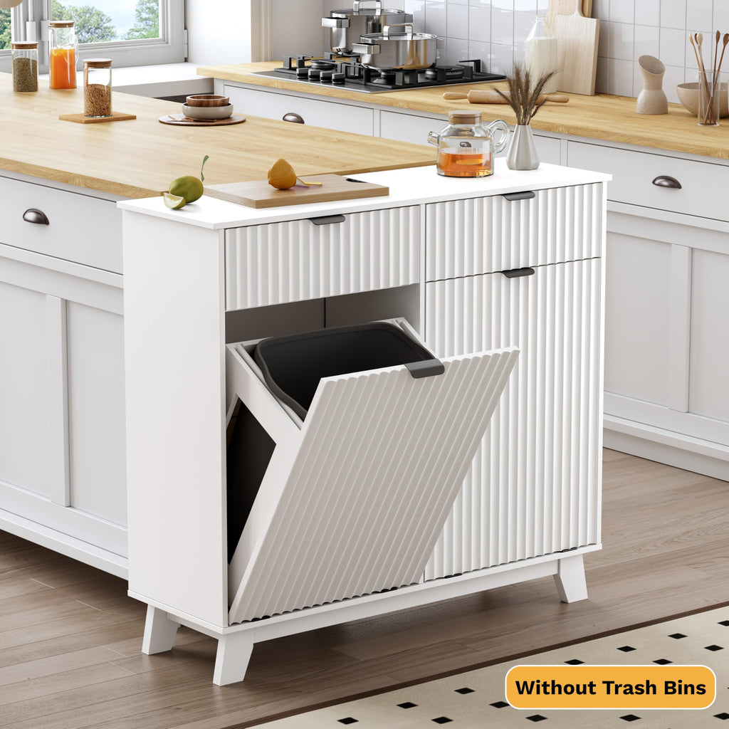 10 Gallon Tilt Out Trash Can Cabinet with Storage Drawer W722430