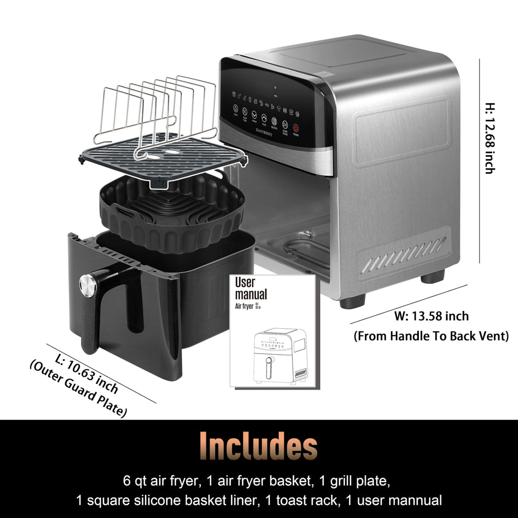 Stainless Steel Ceramic Coated 6QT Air Fryer L87686