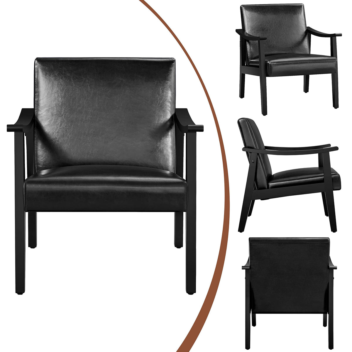 Black Faux Leather Accent Chairs D99990