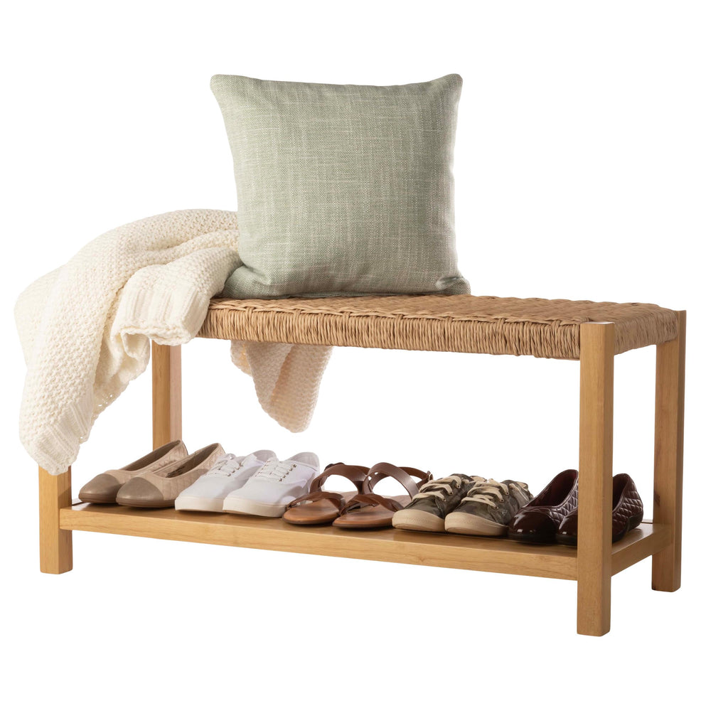 Solid Wood Entryway Bench with Shoe Storage V648798