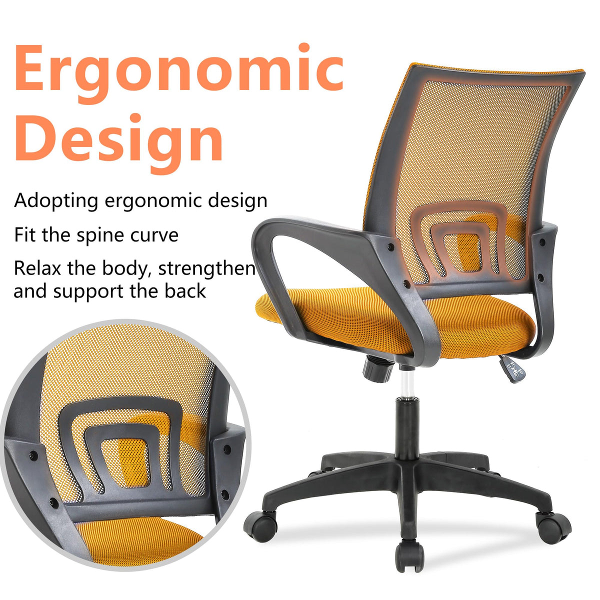 Orange Office Chair with Lumbar Support X847585