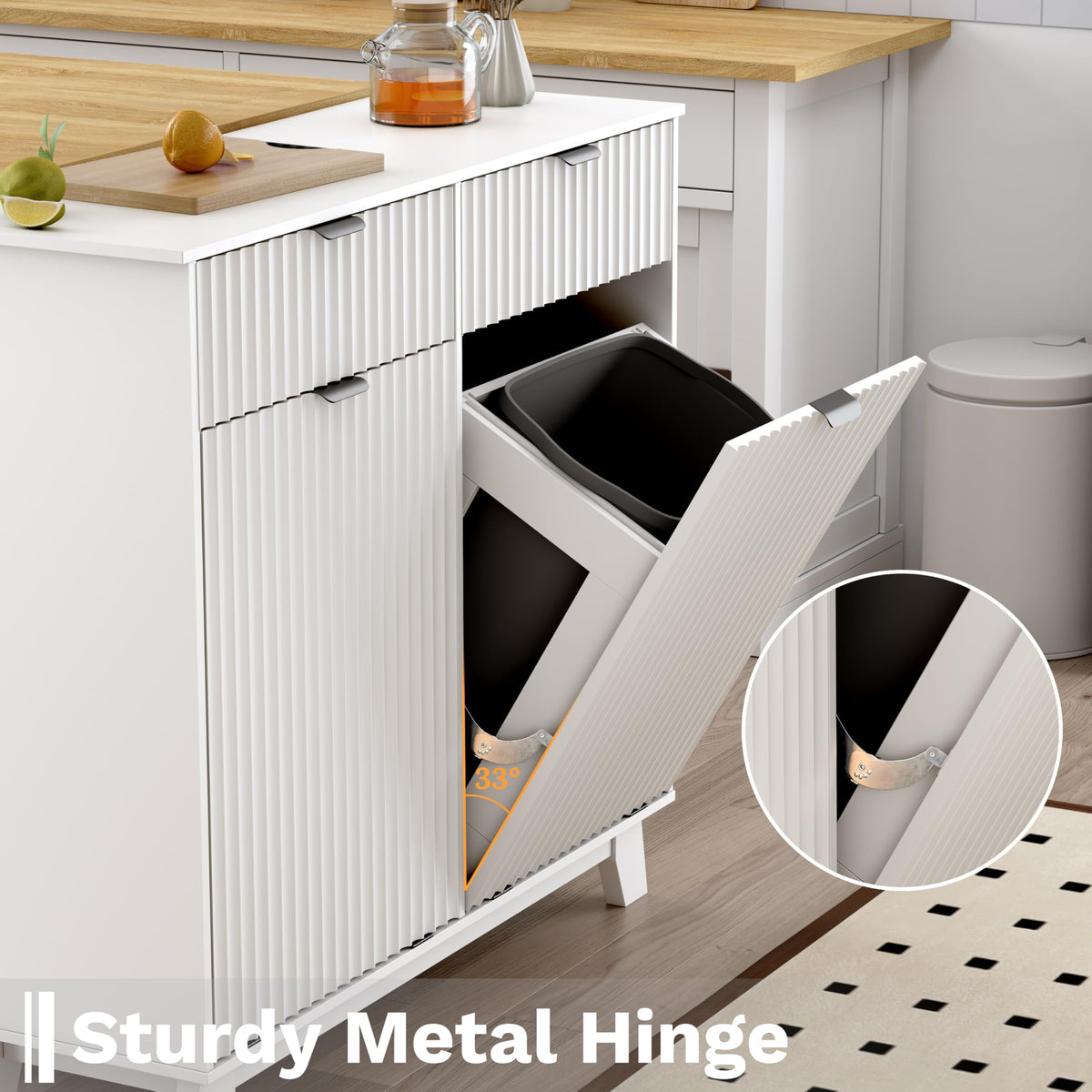 10 Gallon Tilt Out Trash Can Cabinet with Storage Drawer W722430
