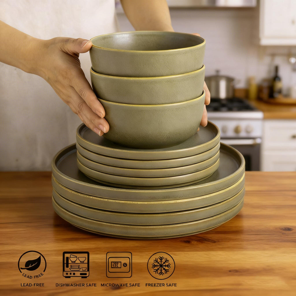 Stoneware Cereal Bowls Set of 4, 26oz Ceramic Bowls I26316