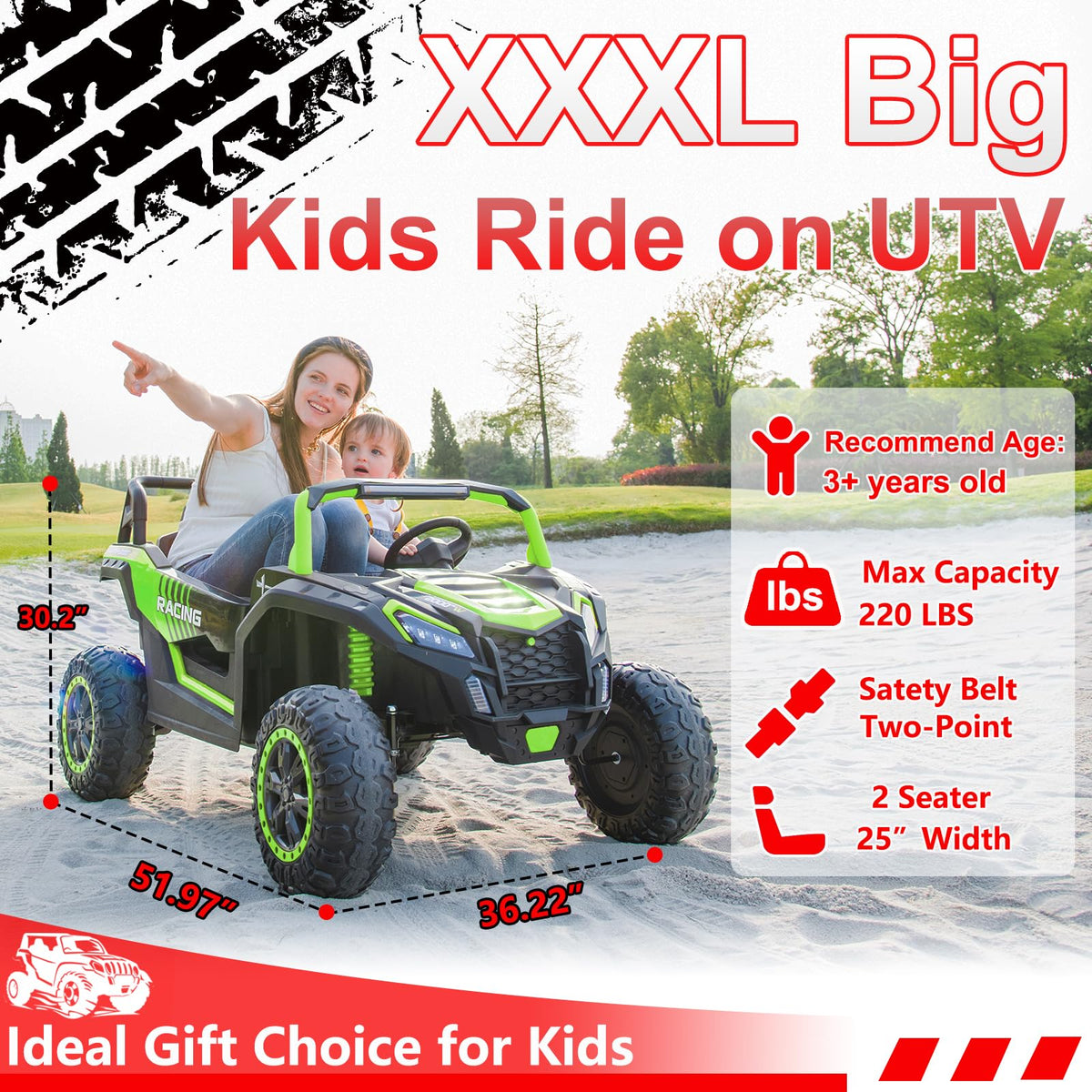 XXXL 2 Seater 24V Kids Side by Side UTV Y2340