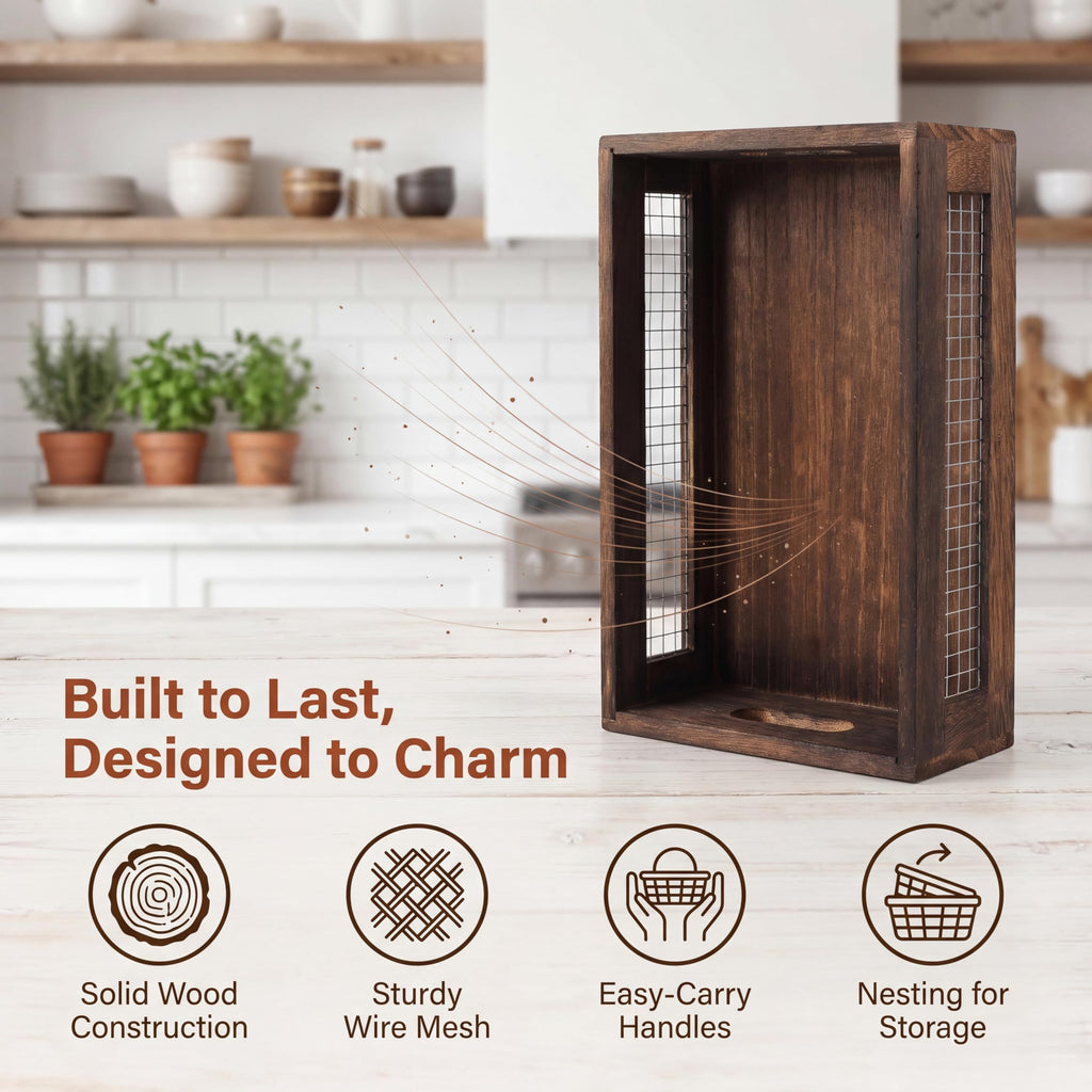 Set of 2 Rustic Wooden Nesting Boxes with Handle O675