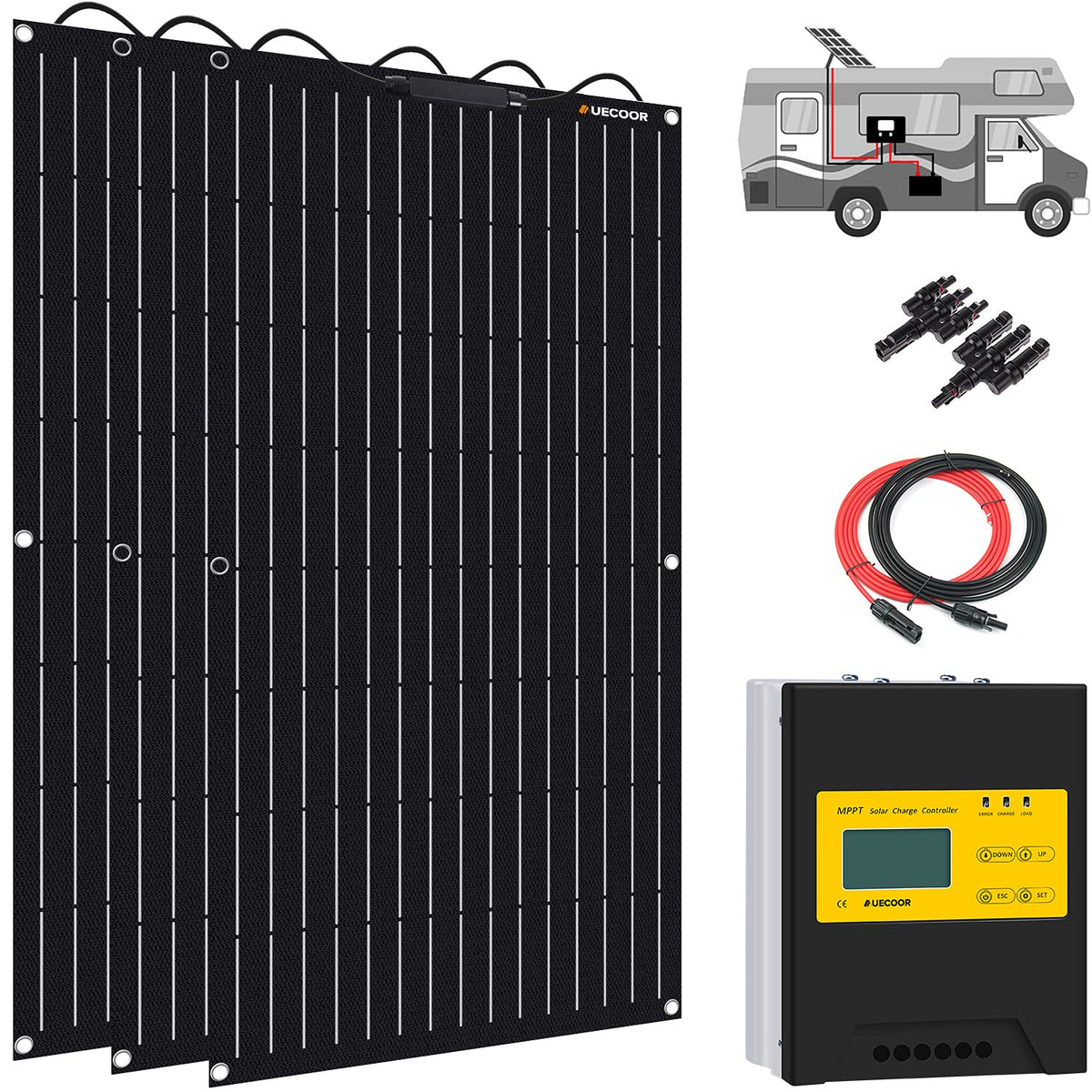 300 Watts 12 Volts ETFE Flexible Monocrystalline Solar Panels with 30A MPPT Charge Controller N898208