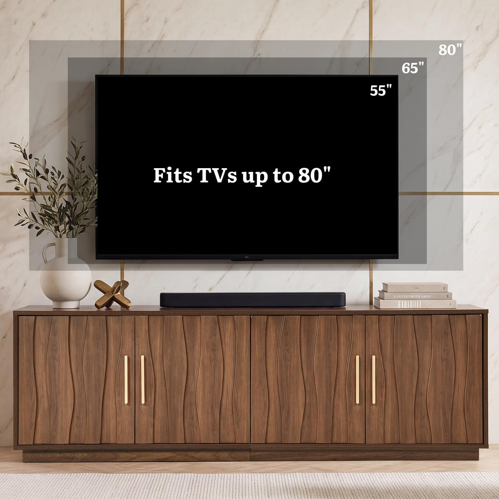 70" Mid Century Modern Walnut TV Stand Q278