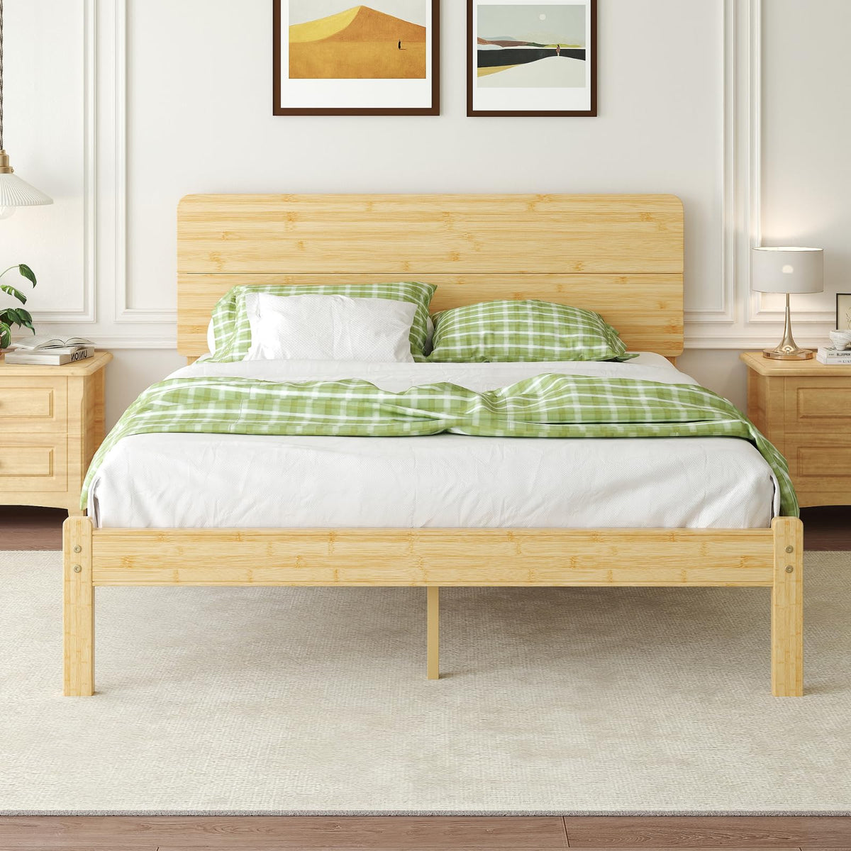 14 inch Bamboo Full Bed Frame with Headboard G939473