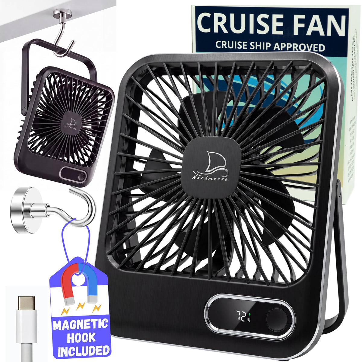 Portable USB Rechargeable Fan with Magnetic Hook L695