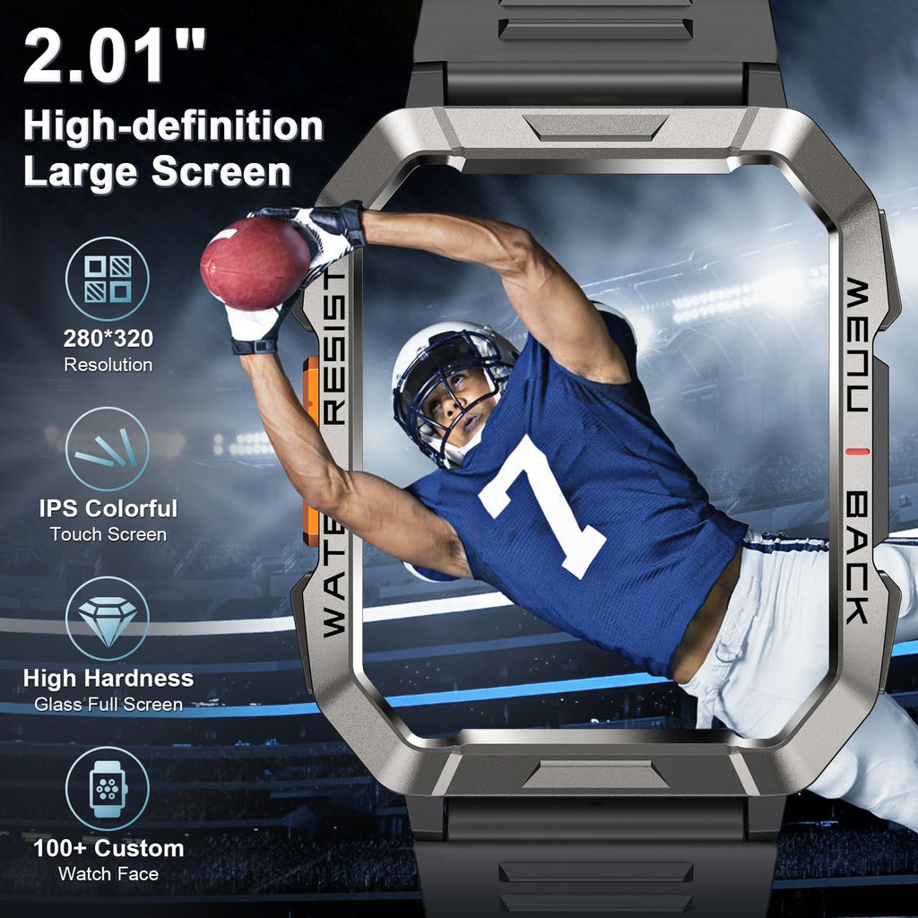Smart Watch with Flashlight Compass Heart Rate SpO2 Sleep Monitor 2 Straps D3603