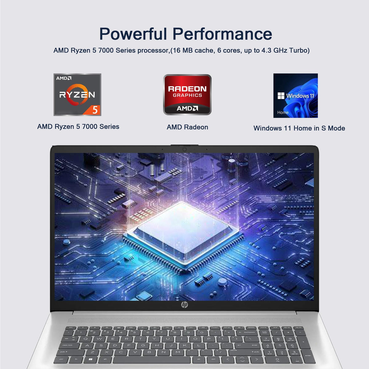 17.3" FHD Laptop, 16GB RAM, 1TB SSD, AMD Ryzen 5, Windows 11 Home, Silver H350729