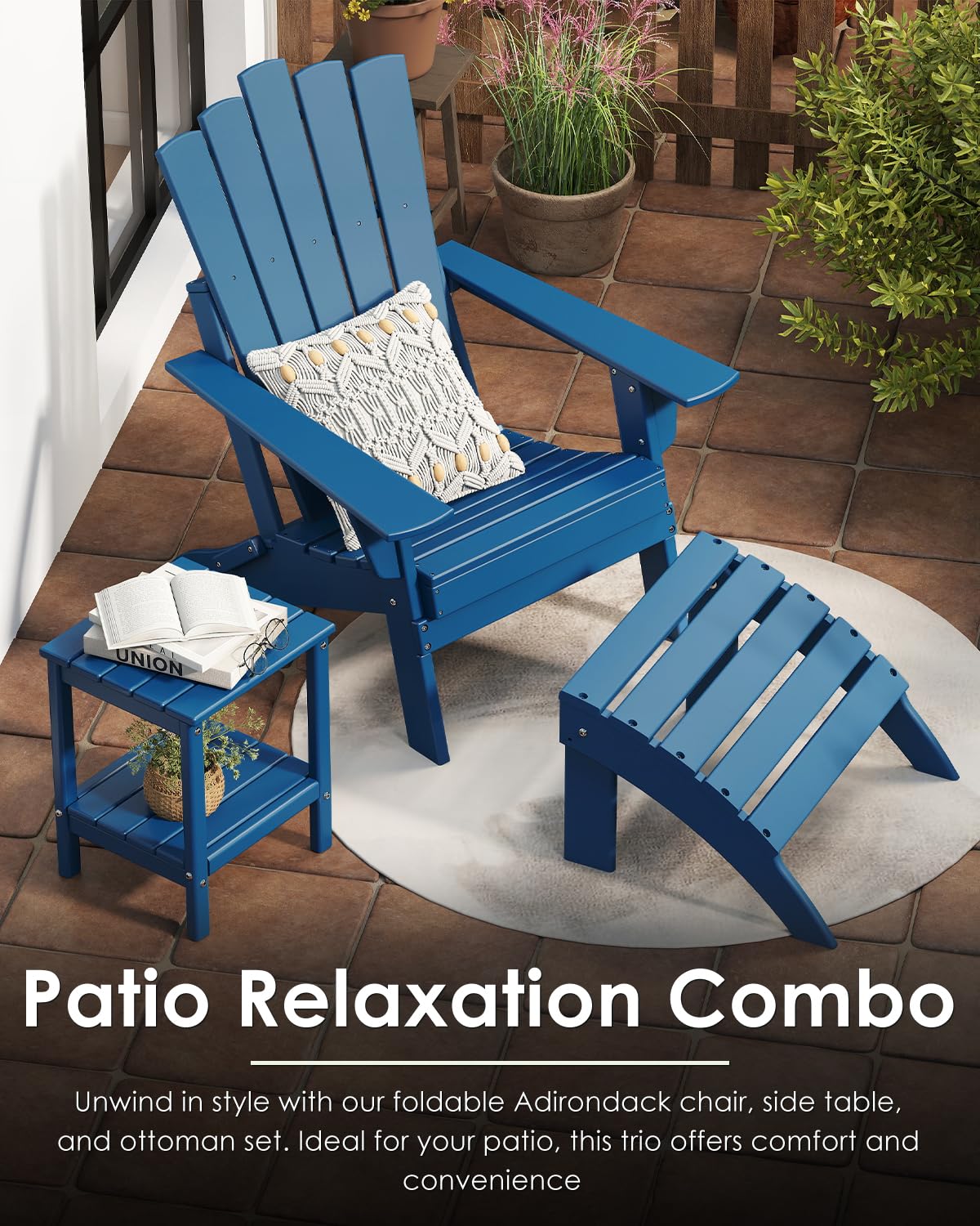 Blue Folding Adirondack Chairs Set of 2 J820641