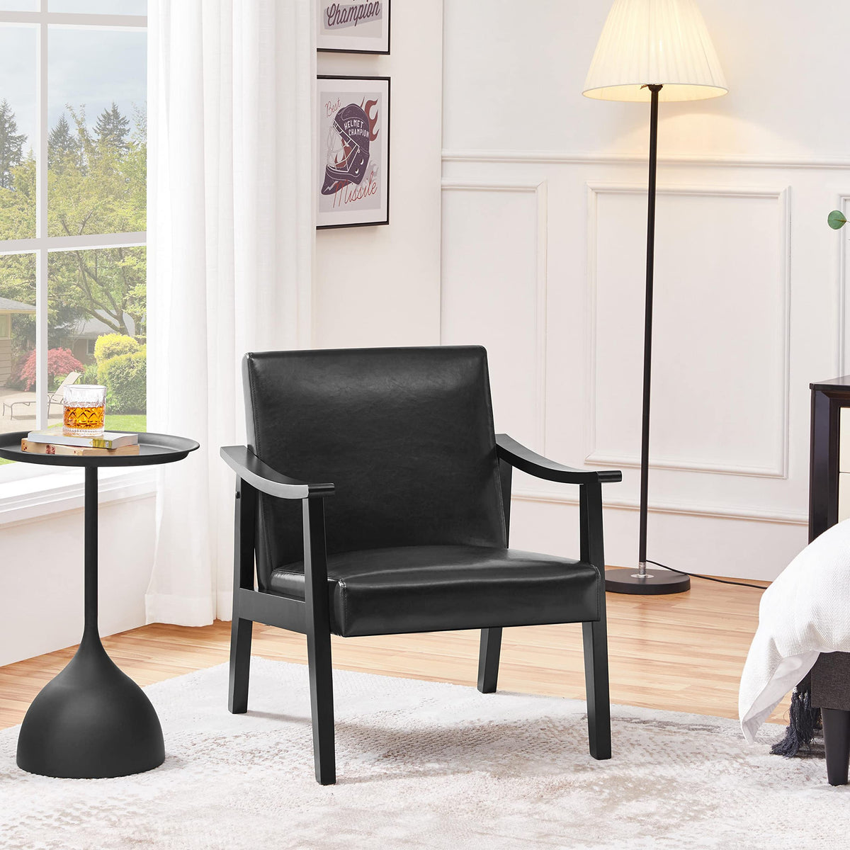 Black Faux Leather Accent Chairs D99990