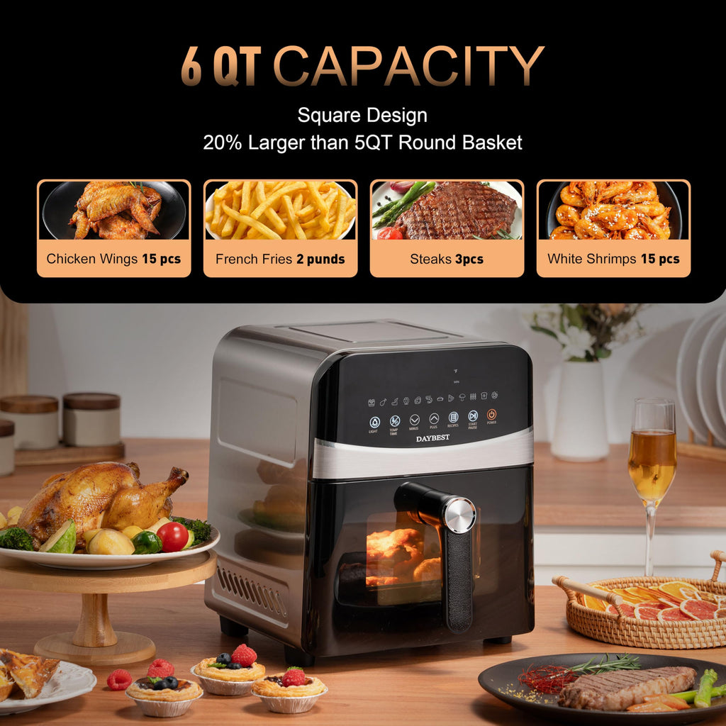 Stainless Steel Ceramic Coated 6QT Air Fryer L87686