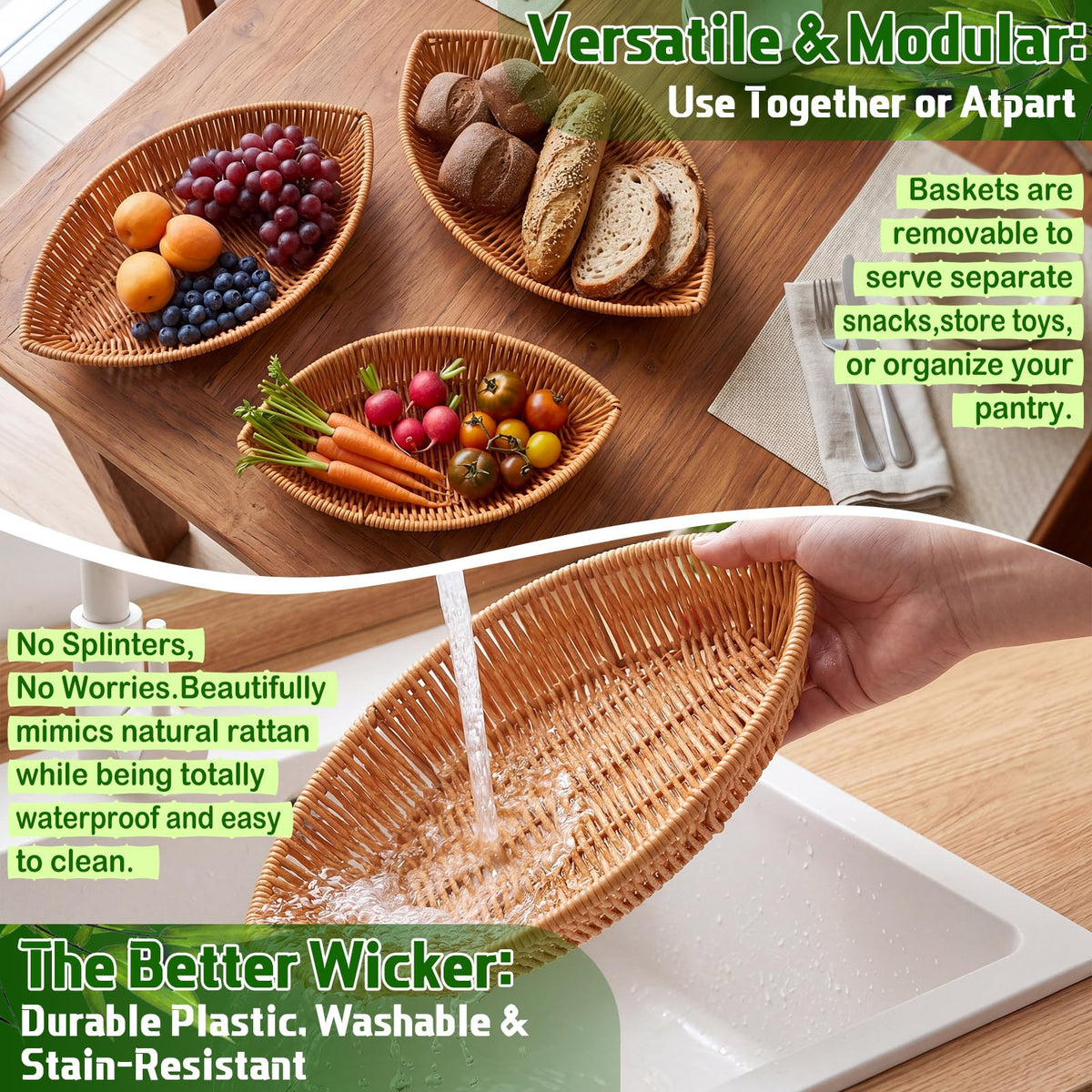 3 Tier Rattan Fruit Basket W2397