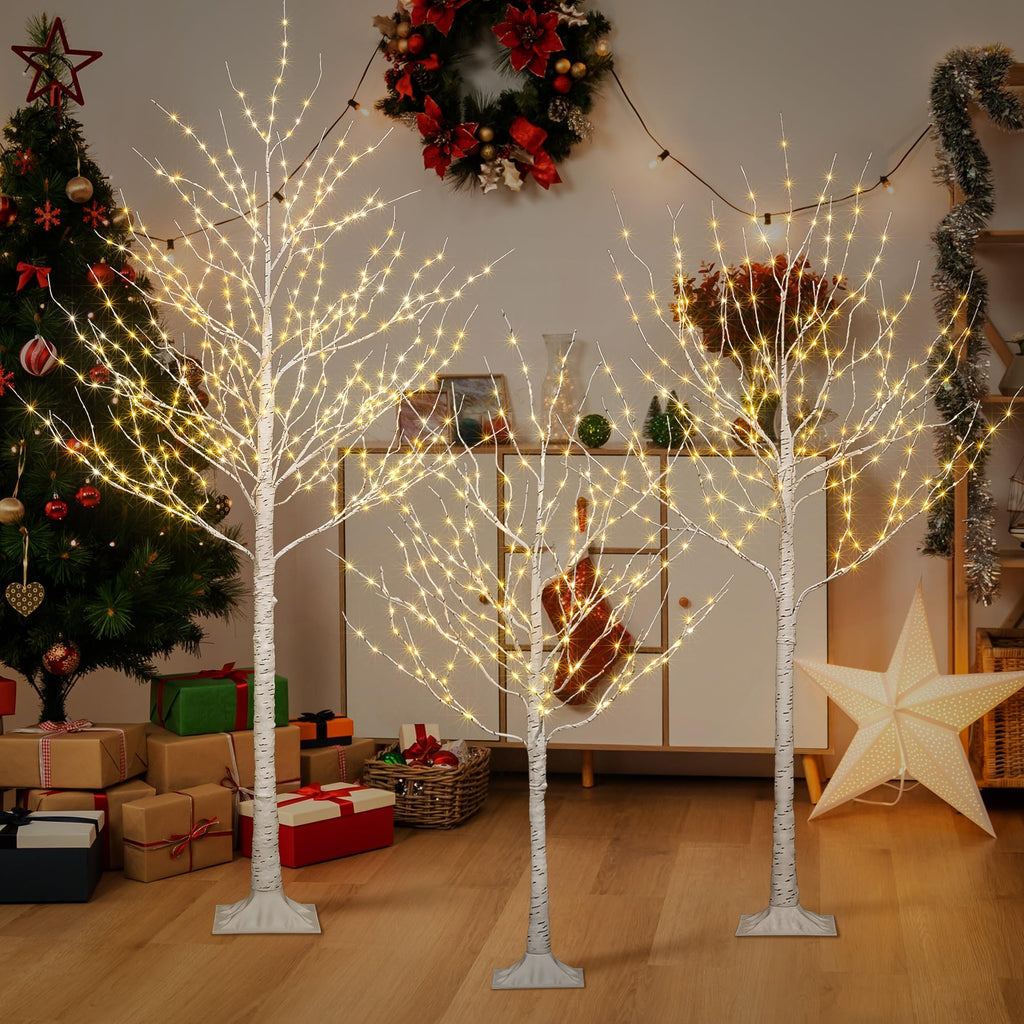 Lighted Birch Twig Tree with Fairy Lights, Pack of 3 Warm White T95904