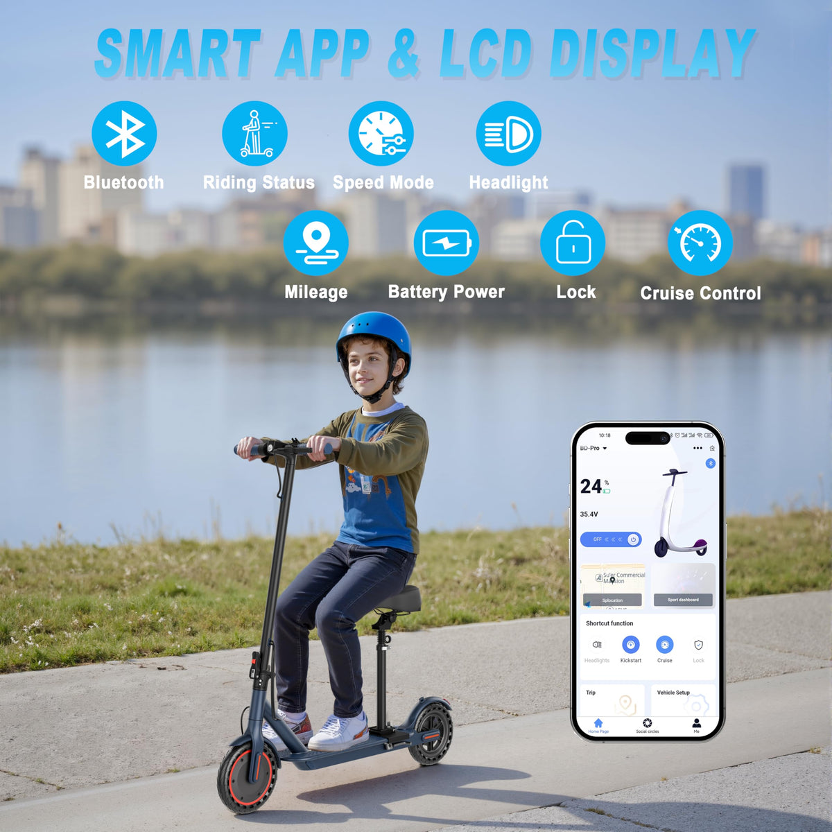 Foldable Pink Electric Scooter with Seat V54595