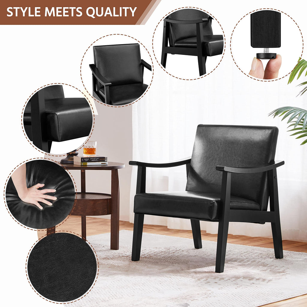 Black Faux Leather Accent Chairs D99990