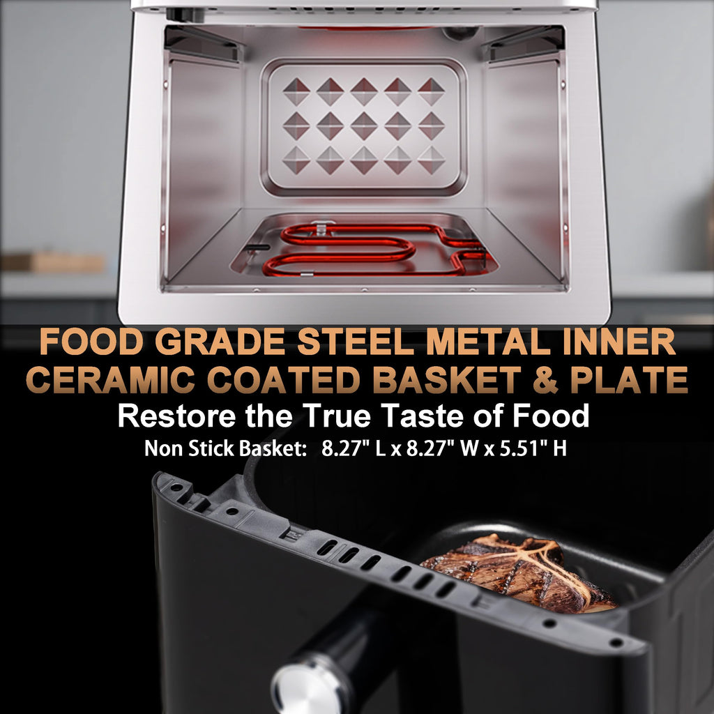 Stainless Steel Ceramic Coated 6QT Air Fryer L87686