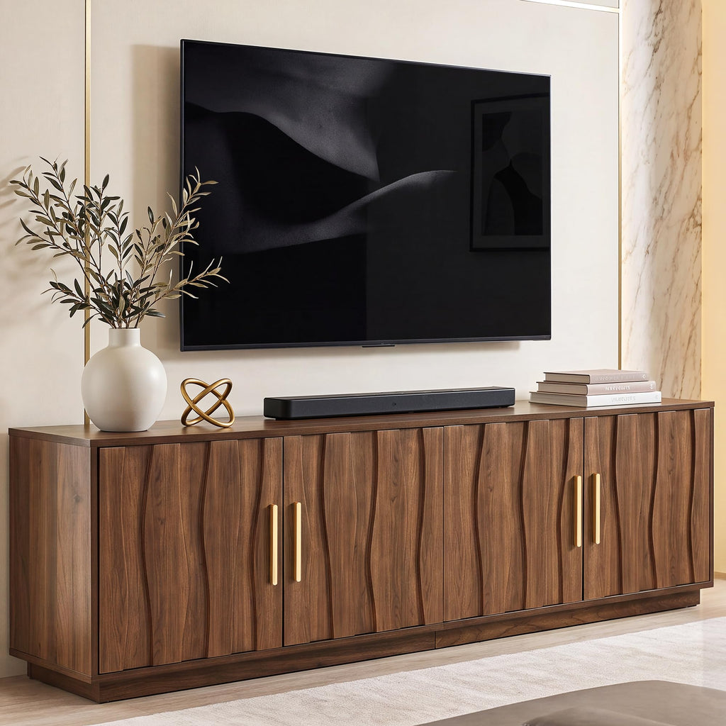 70" Mid Century Modern Walnut TV Stand Q278