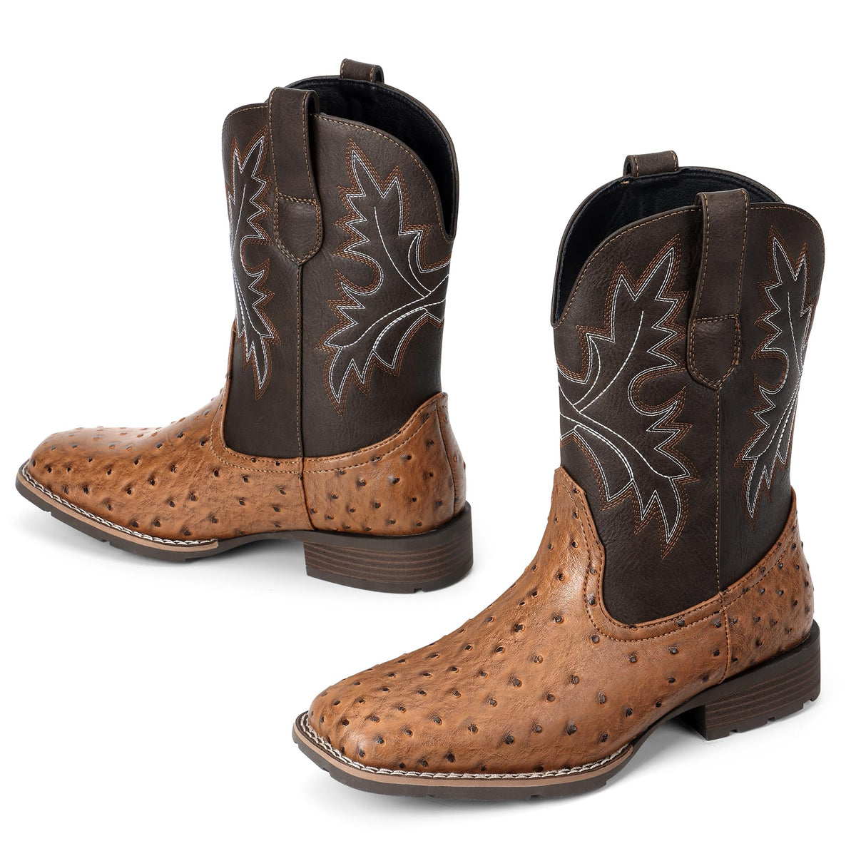 Cowboy Boots for Men with Embroidered Square Toe E1133