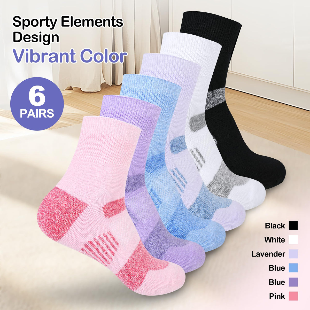 6 Pairs Non Binding Diabetic Ankle Socks L42820