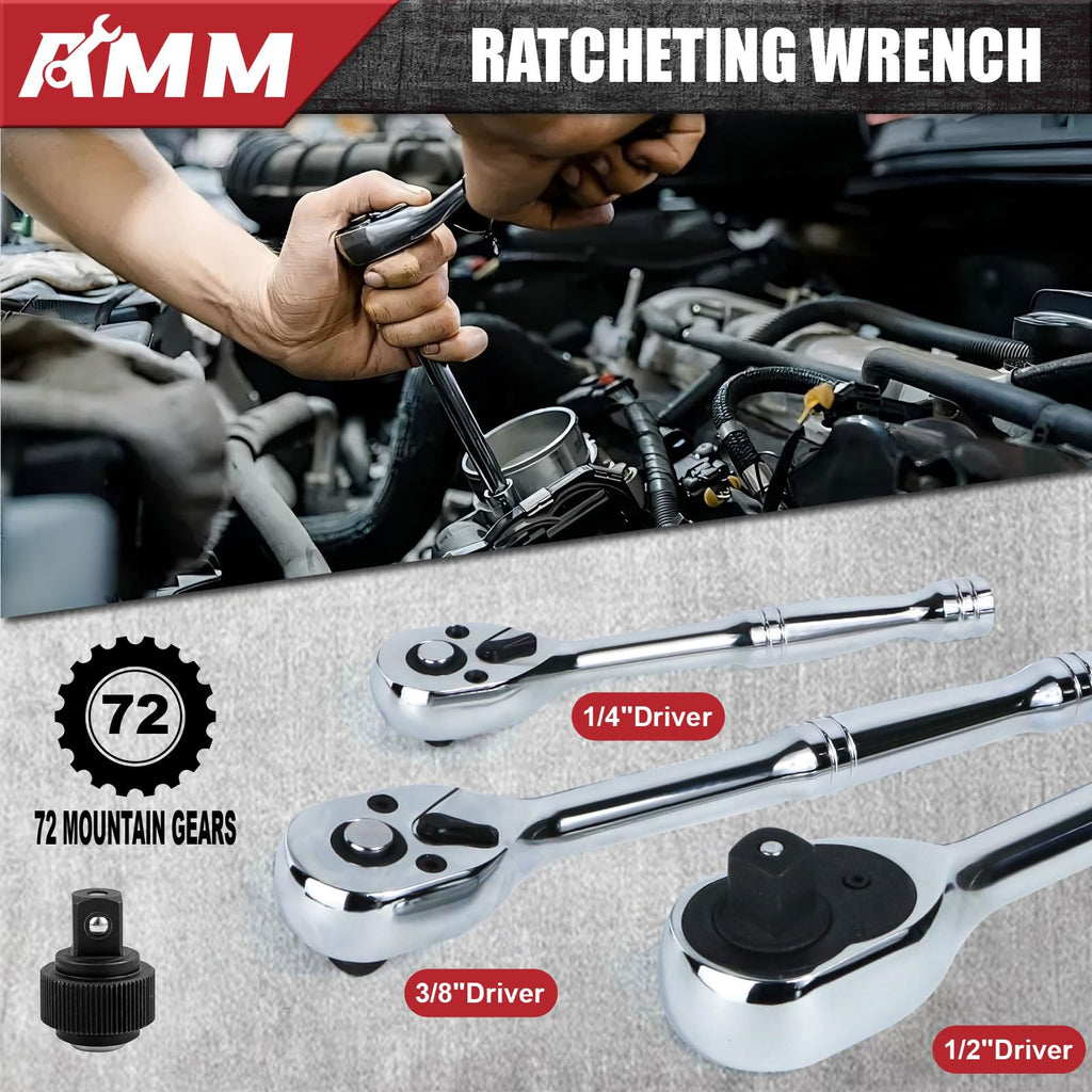 1/4 in, 3/8 in and 1/2 in Drive 202 Piece Mechanics Tool Set T909