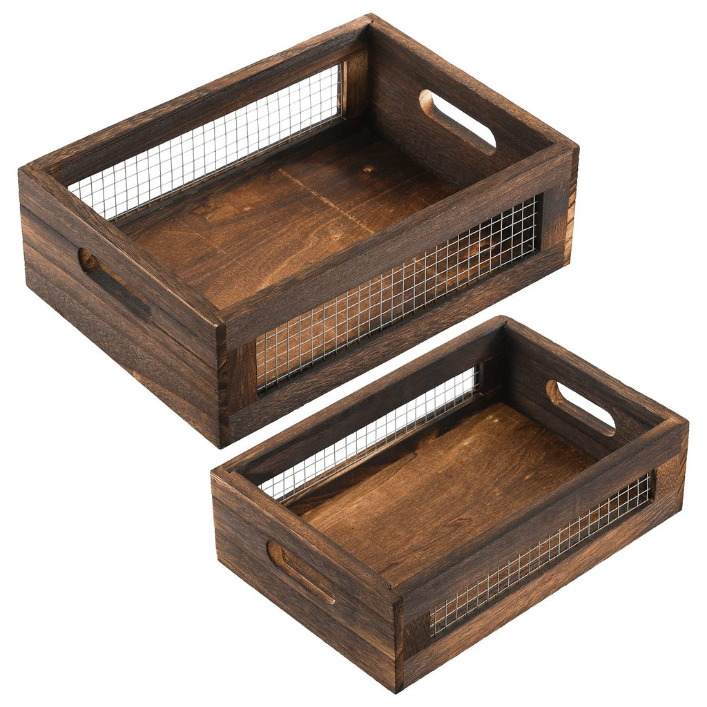 Set of 2 Rustic Wooden Nesting Boxes with Handle O675