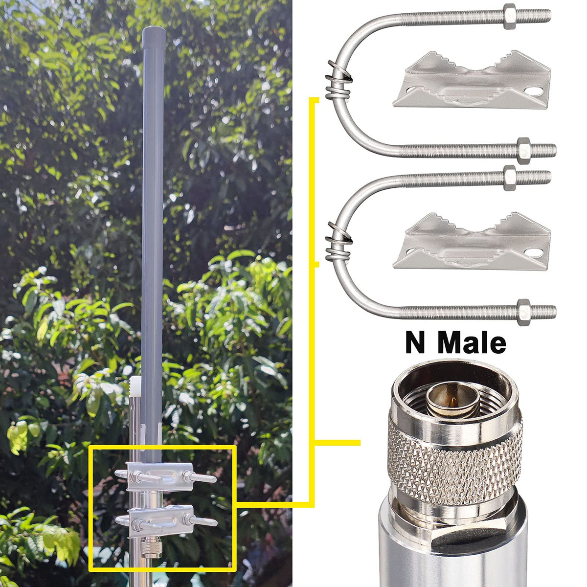 915MHz 5.8dBi Omni Wideband Antenna N Male IP67 Waterproof Y278692