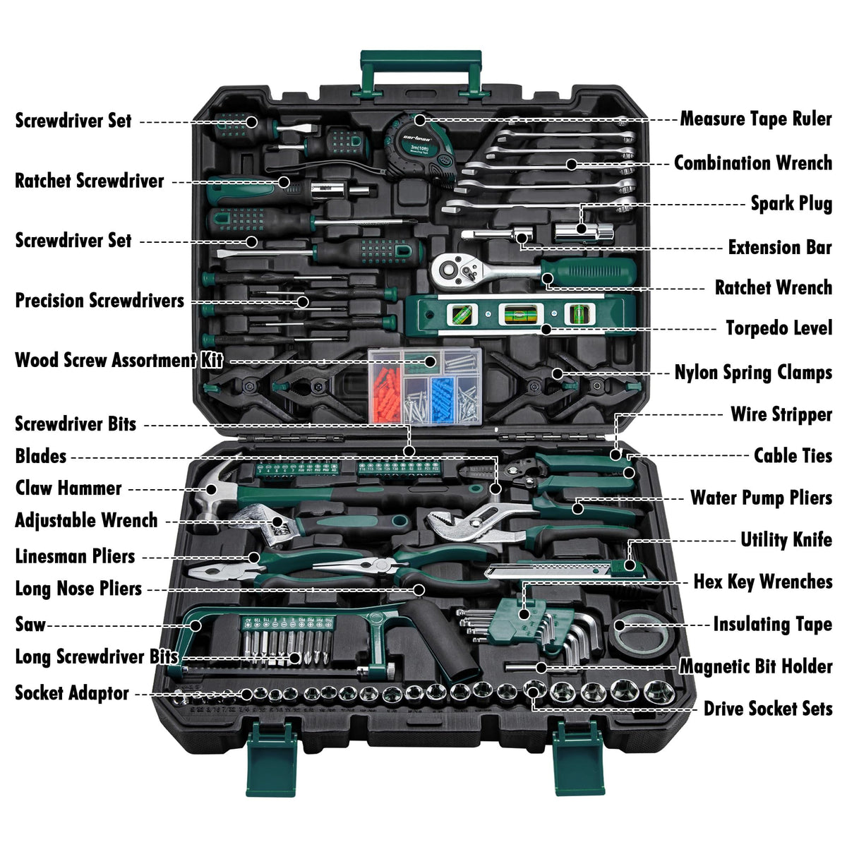 238-Piece Green Tool Set with Storage Box J971075