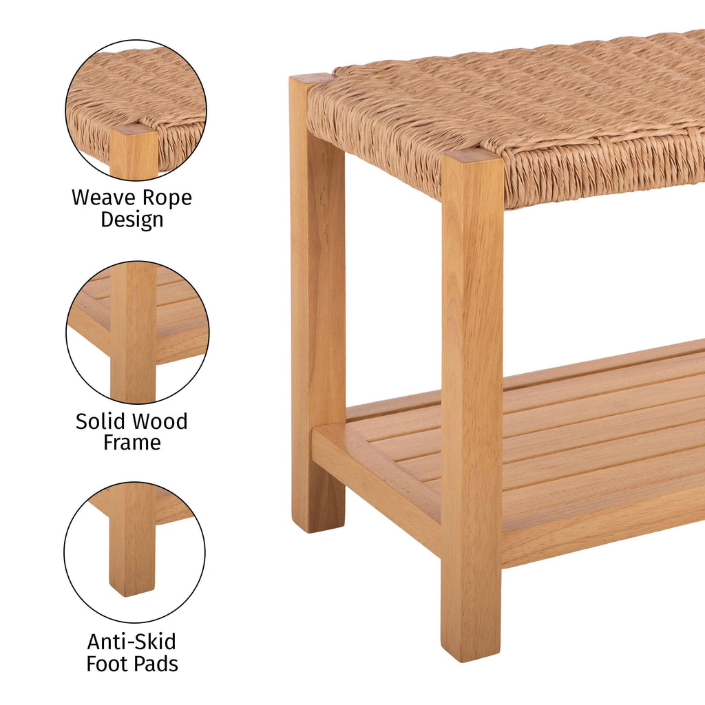 Solid Wood Entryway Bench with Shoe Storage V648798