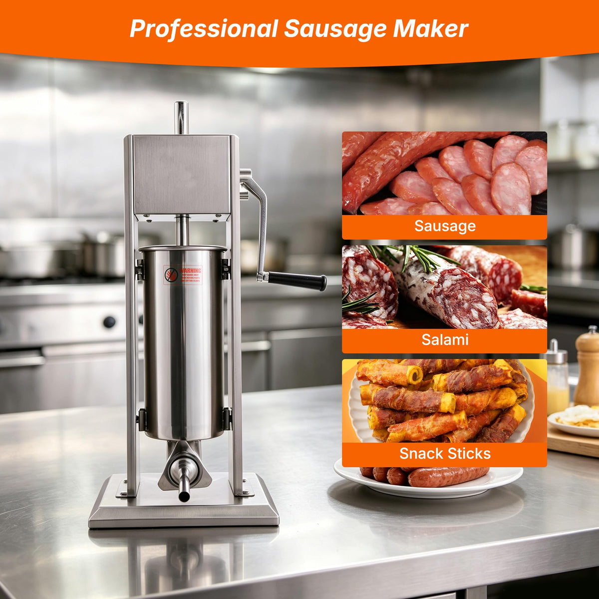 Stainless Steel Vertical Sausage Stuffer 11Lb/5L W463460