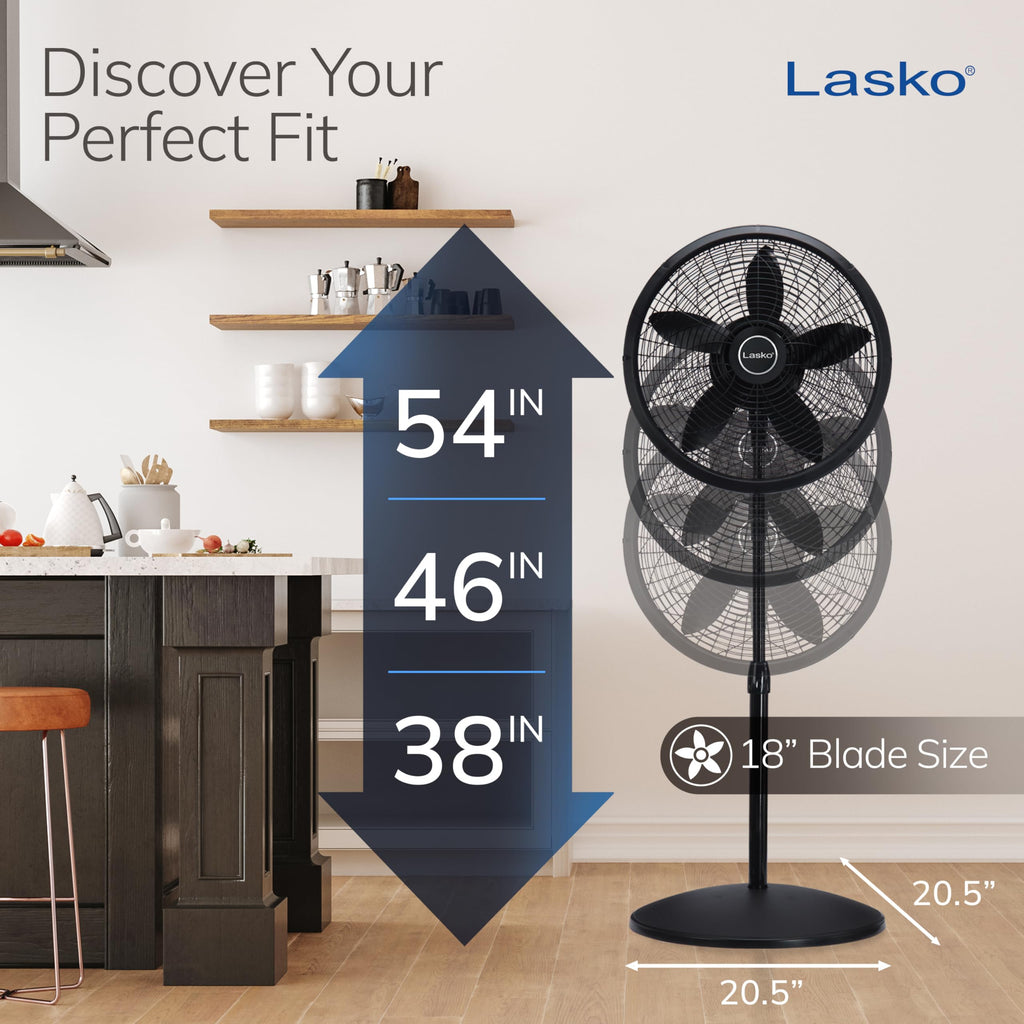 Adjustable Pedestal Fan 18” Black D35115