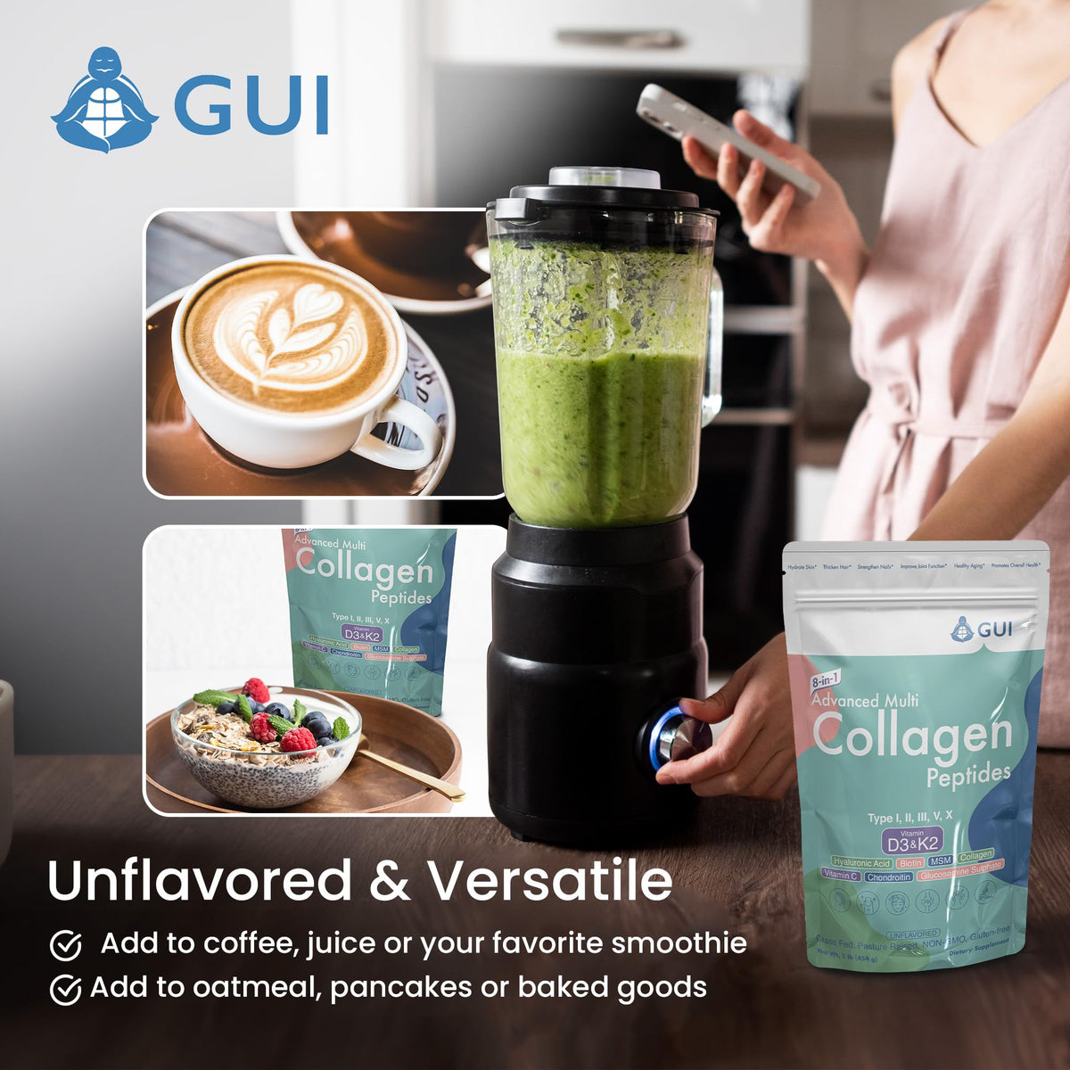 8in1 Multi Collagen Peptides 16 Oz Unflavored M365984